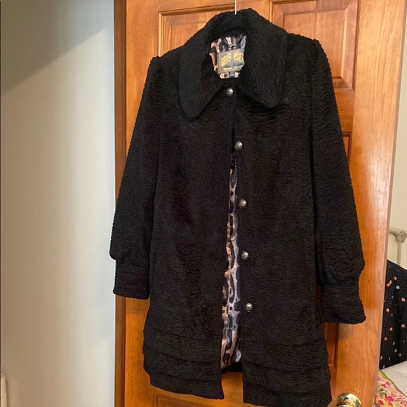 Steve Madden Ladies Black Jacket Mid-Length Button Front Size Large - Picture 9 of 14